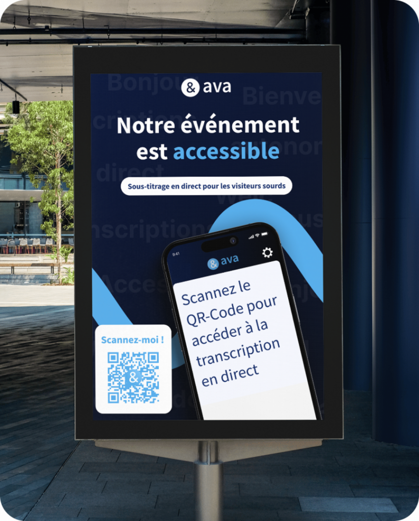 Photographie d'un panneau publicitaire dans ka ville avec un QRcode de AVA