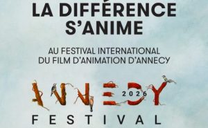 Affiche de la journée avec le titre "La Différence s'anime au festival d'animation d'Annecy".